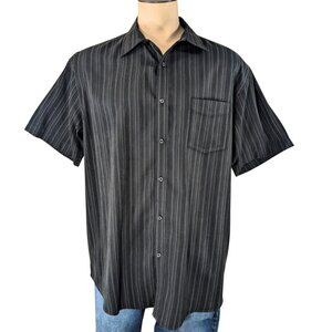 Croft & Barrow XL Black Stripe Retro Short Sleeve Button Up Collar Casual Shirt